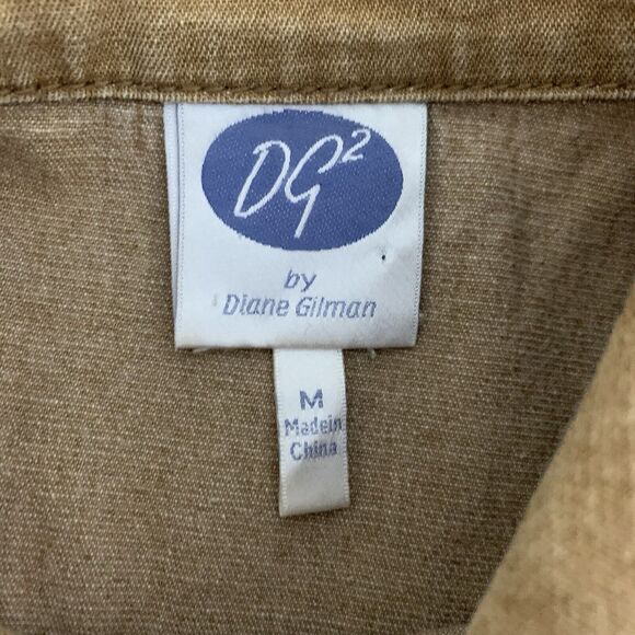 DG2 Denim Jacket Shacket M Snap Button Tan Embellished Flap Pocket Western Rodeo - Picture 9 of 10
